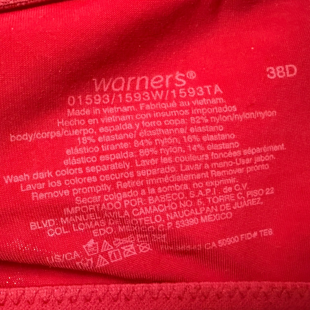 Warner's Vibrant Red Women's 38D Bra - Picture 8 of 8